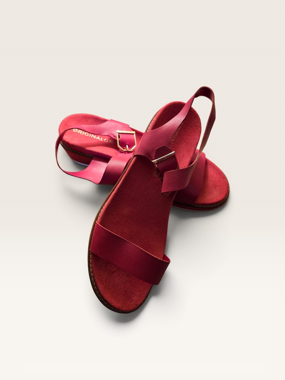 Cole Haan Red Original Grand Leather Buckle Sandals - Picture 3 of 7